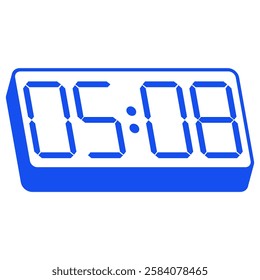 Blue smartwatch interface displaying 05:08 vector on white background