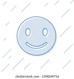 Blue Smile face line icon isolated on white background. Smiling emoticon. Happy smiley chat symbol. Vector Illustration