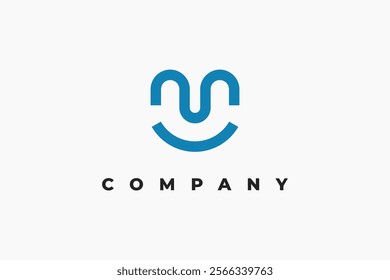 blue smile letter m minimal logo