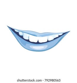 blue smile and lips vector illustration