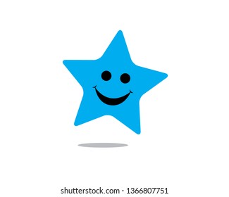 blue smiling star floating on the air