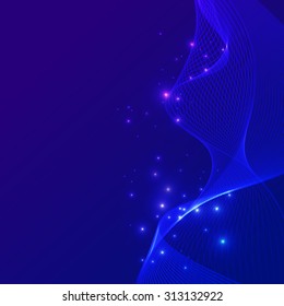 blue smoke abstract background with grid and lights