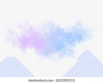 Nuvem de fumaça azul, vapor com textura macia sobre fundo branco. Efeito de ar abstrato para composições de fundo, efeitos de sobreposição e projetos digitais modernos.