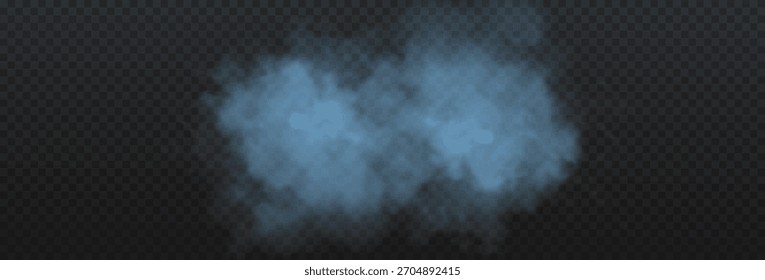Explosão de fumaça azul efeito especial isolado em um fundo transparente 