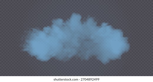 Blue smoke explosion special effect isolated on a transparent background 