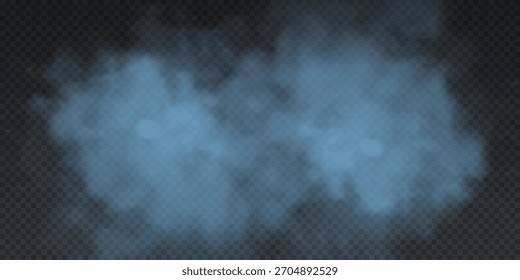 Explosão de fumaça azul efeito especial isolado em um fundo transparente 