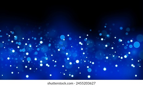 Blue Smoke with Sparks on Dark Background, Vector Illustration