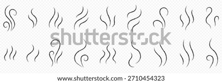 Blue smoke and steam icon set vector on transparent background. Hit stink, coffee, fragrance flame elements. Smoke smell, steam aroma heat symbol. handdrawn wavy lines brush grunge icon vector set.