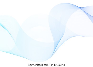 Blue Smoke Wave. Abstract background with curve shape. Usable for poster, wallpaper, cover and flyer. Colored wave lines like smoke. Colorful fluid poster.