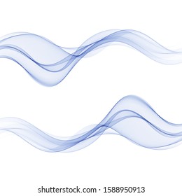 Blue smoke wave. Abstract vector background. Flow curve. Blue motion illustration.