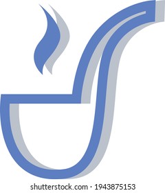 Blue smoking pipe, illustration, vector on a white background