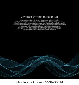 blue  smoky wave on a black background. presentation template. layout for cover, brochure, flyer, banner, card, certificate