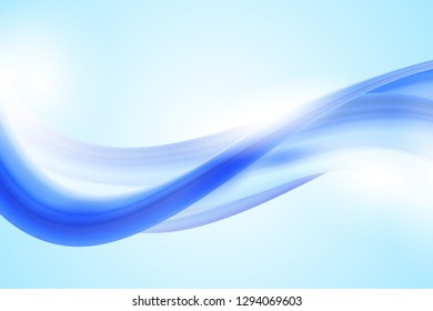 Blue smooth abstract wave. Wave motion flow. Abstract vector design element.