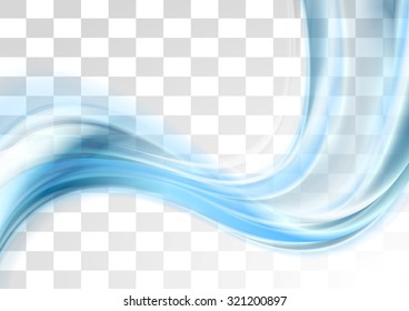 Blue smooth blurred transparent waves design. Vector background