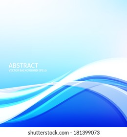 Blue smooth curved light lines vector background design. Eps 10. 