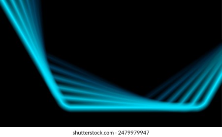 Blue smooth curved lines abstract hi-tech geometric background. Vector futuristic graphic design