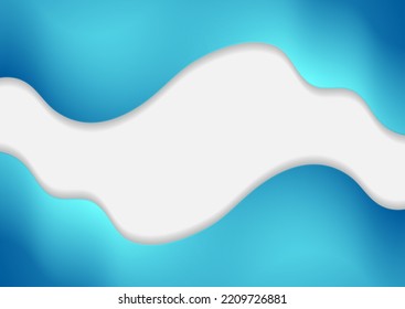 Blue smooth glossy waves abstract elegant background. Vector design