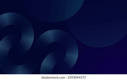 A blue smooth gradient curves and luminescent blue rings background with dark abstract visually dynamic tech-themed backdrop design, in vector, illustration