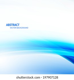 Blue Smooth Light Wave Abstract Background. Curved lines. Design Template