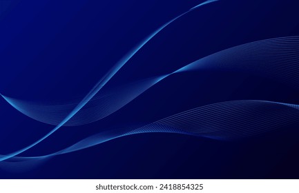 blue smooth lines wave curves with gradient abstract background