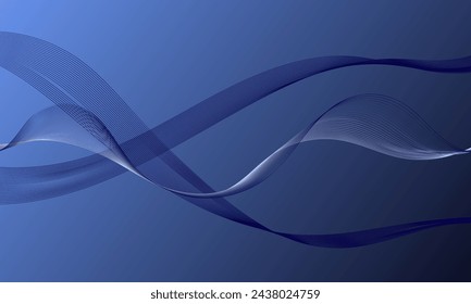 blue smooth lines wave curves with soft gradient abstract background