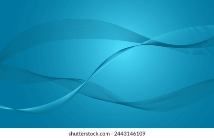 Blaue glatte Linien Wellenkurven mit weichem Gradienten abstrakter Hintergrund