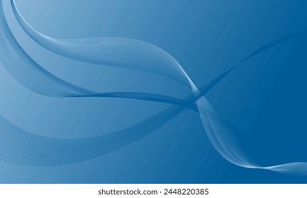 blue smooth lines wave curves with soft gradient abstract background