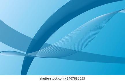 blue smooth lines wave curves with soft gradient abstract background