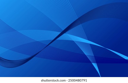 blue smooth lines wave curves on smooth gradient abstract background