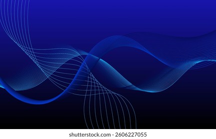 blue smooth lines wave curves on soft gradient abstract background