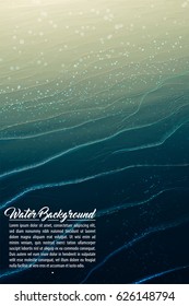Blue smooth summer sparkling ocean calm water realistic natural gradient texture background vector art illustration 