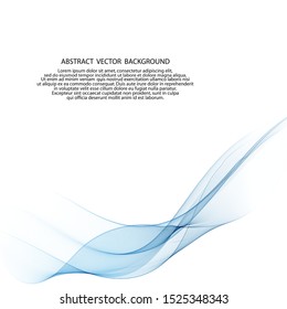 Blue smooth vector transparent wave. Abstract wave background.