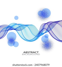 Blue smooth wave lines on a white background, design element