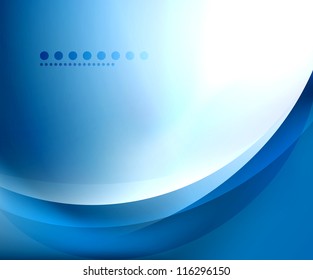Blue Smooth Wave Template. Abstract Background - Vector Eps10 Illustration