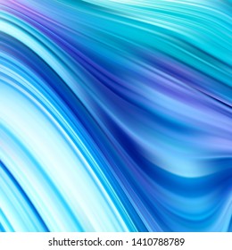
Blue smooth waves acrylic paint. Abstract vector background.