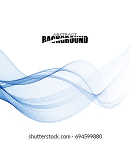 Blue smooth waves of smoke on a white background.Abstract background,design element.