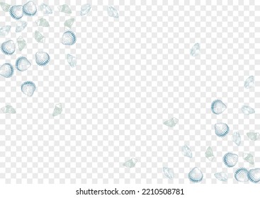 Blue Snail Background Transparent Vector. Clam Cartoon Illustration. Drawn Pattern. Gray Shellfish Nautical Wallpaper. Ultramarine Seashell.