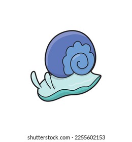blue snail cartoon vector art