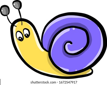 Blue snail, illustration, vector on white background.