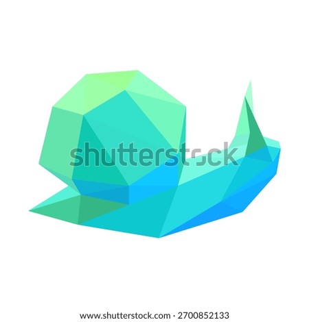  Blue snail of polygons on white background