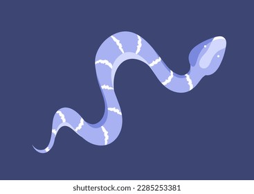 Blue snake concept. Mysticism and occultism, sacred bright lizard. Tropical fauna and wild life. Biology and zoology. Poster or banner for website. Cartoon flat vector illustration