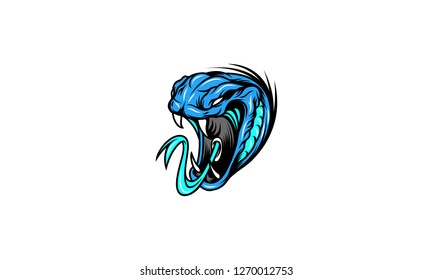 Blue Snake Head Vector Illustration