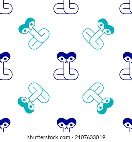 Blue Snake icon isolated seamless pattern on white background.  Vector