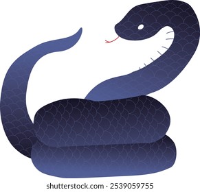 Blue snake illustration. cartoon feel