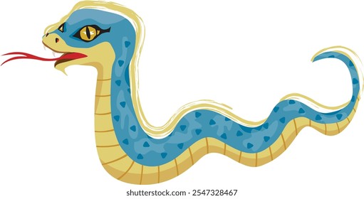 A blue snake isolated on white background. Year of the Serpent. Vector illustration.