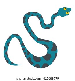 Blue snake with spots icon flat isolated on white background vector illustration