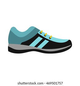 Blue sneaker icon in flat style on a white background