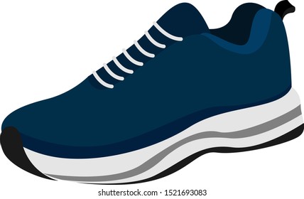 Blue sneaker, illustration, vector on white background.