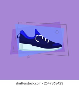 Ilustración de zapato de zapatilla azul. Zapatillas deportivas, running, fitness. Concepto de moda. La Ilustración vectorial se puede utilizar para temas como ropa, moda, publicidad, compras