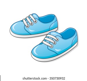 Blue sneakers.
